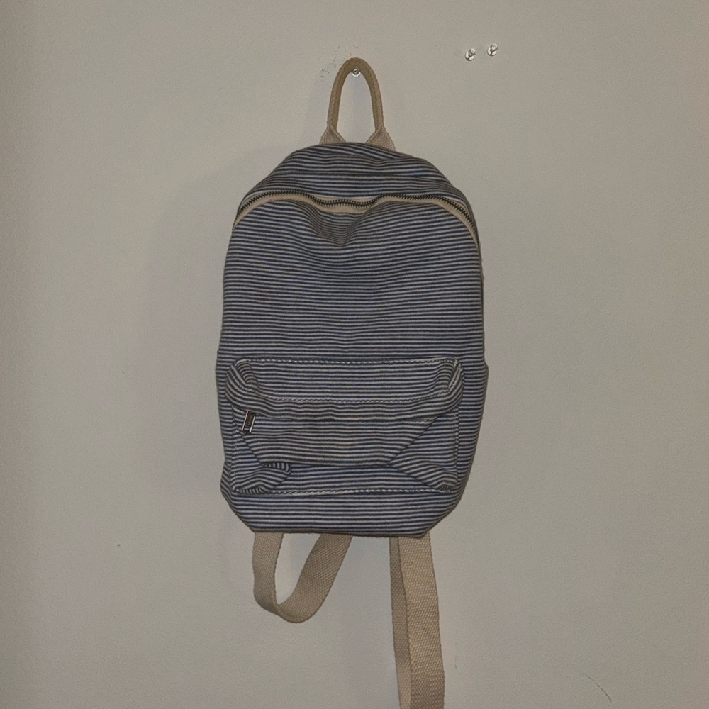 Striped Blue and Cream BRANDY MELVILLE small backpack